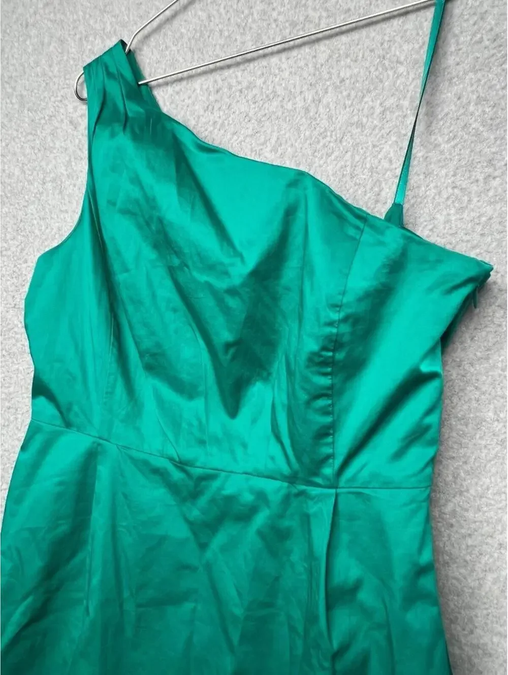 J.Crew Womens 10 Green One Shoulder Dress Studio Sheath Taffeta Holiday Party